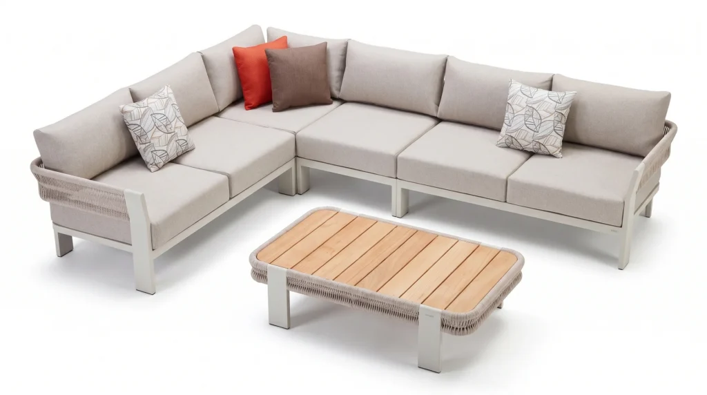SALON DE JARDIN D'ANGLE 5 PLACES - COLLECTION BORROMEO
