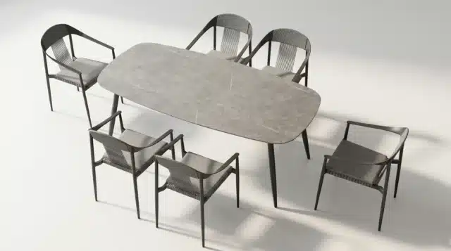 TABLE DE JARDIN CERAMIQUE 6 PLACES GRIS ANTHRACITE - COLLECTION RIO