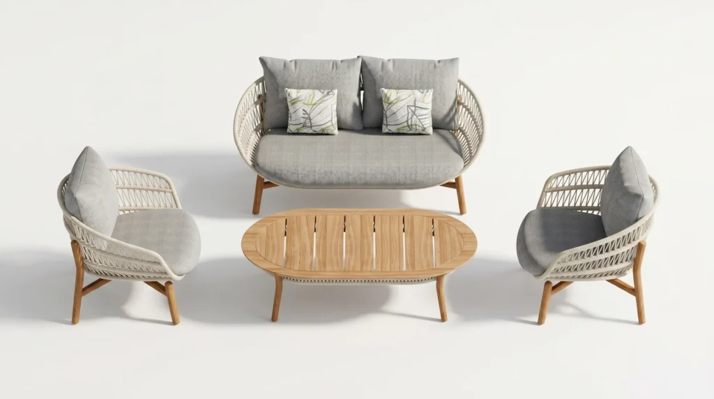 CANAPE 2 PLACES 2 FAUTEUILS ET UNE TABLE BASSE - COLLECTION VASCA
